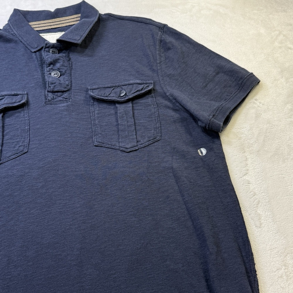 American Eagle Utility Polo Shirt Mens Large Blue‎ Double Pocket AEO - Picture 7 of 10